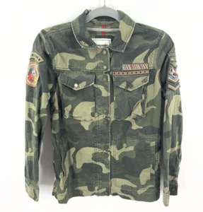 Abercrombie & Fitch Trophy Camo Military Jacket Womens XS Army Patch Badges - Picture 1 of 8