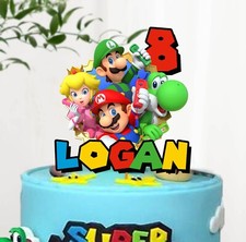 Super Mario Brothers Cake Topper Kids Birthday Party Personalised