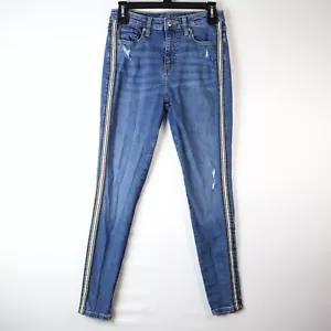 Wild Fable Womens Size 4 Blue High Rise Distressed Stretch Jean with strip - Picture 1 of 9