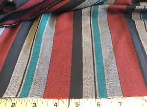 BURGUNDY, BLACK, GREEN & GRAY STRIPE COTTON-66 INCH WIDE- 1 YARD - Picture 1 of 2