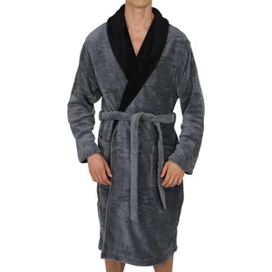 Mens-ROBE -Bathrobe- Shawl Collar - Coral Fleece - SUPER SOFT Heavy Weight USA  - Picture 1 of 27