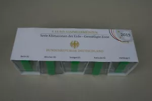 5x 5 Euro Münzen Gemäßigte Zone 2019 PP Spiegelglanz A,D,F,G,J in Originalbox - Bild 1 von 1