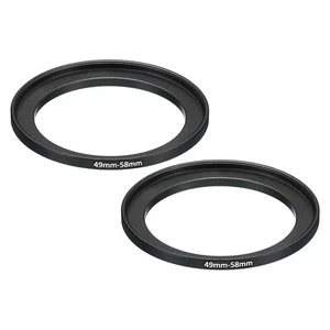 49mm-58mm Metal Step Up Ring, 2 Pcs Camera Lens Filter Adapter Ring Black - Picture 1 of 5