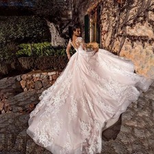 Customized wedding bridal dress, long sleeves and train 