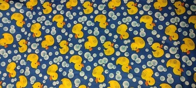 OUT OF PRINT RUBBER DUCKS BUBBLES BLUE COTTON FABRIC FQ