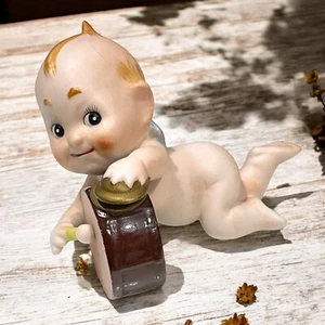 Estatuilla de porcelana vintage Ardalt Japón Kewpie Drummer alas azules #6490E - Imagen 1 de 9