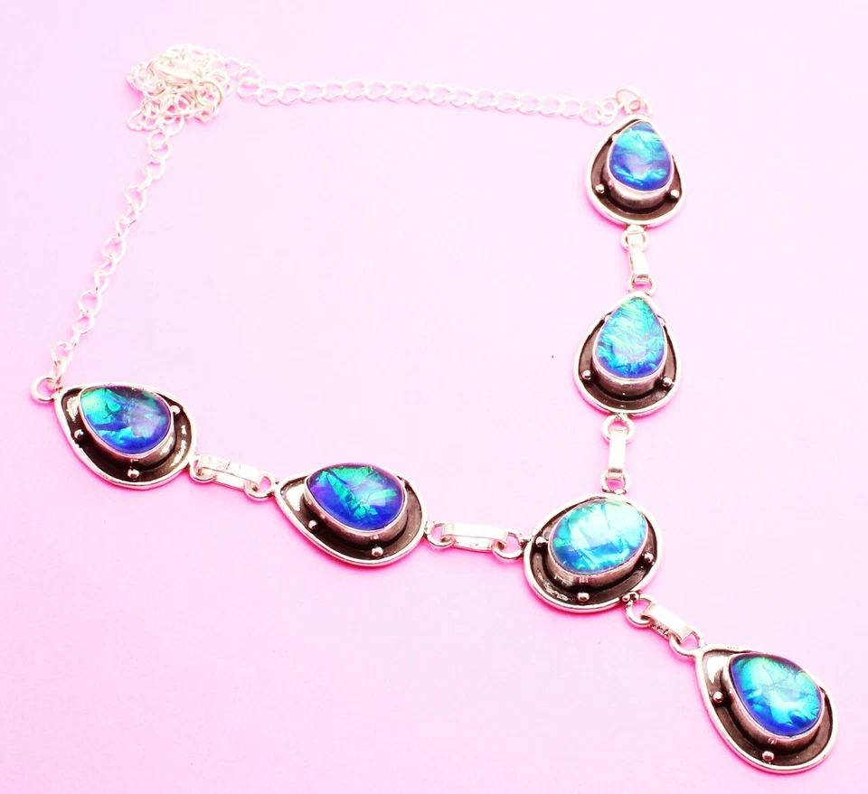 Ювелирные ожерелья из серебра 925 пробы с бриллиантами тройным опалом размер 18 дюймов - Изображение 1 из 1