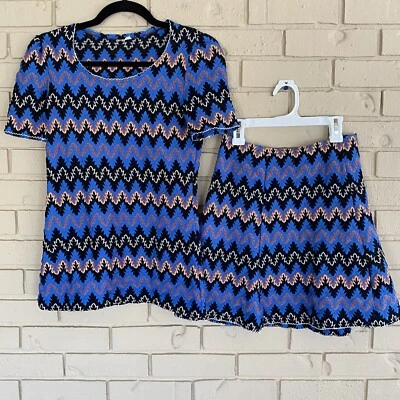 Vintage 70’s Women’s The Red Eye Top Skirt Twin Set Size 9 Mod Gogo - Image 1 of 4