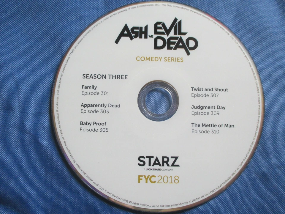 Ash VS Evil Dead Bruce Campbell Comedy Series DVD 2018 EMMY FYC SCREENER STARZ  - Image 1 of 1