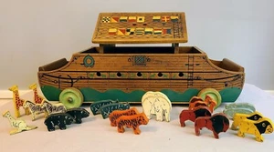 Rare Noah's Ark with Animals #2620 Holgate Toys circa 1948 Wonderful Pull Toy - Picture 1 of 11