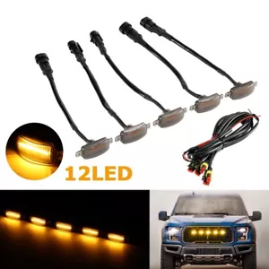 5x Smoked LED Amber Front Grille Marker Running Lights for Chevy Silverado 1500 - Foto 1 di 12