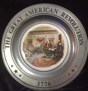 Vintage Stamped Pewter Plate American Revolution Declaration of Independance - Picture 1 of 6