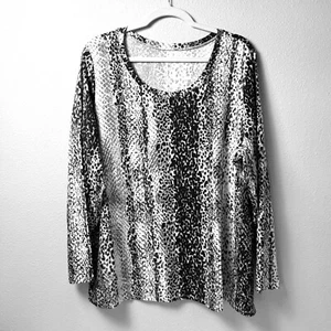 Belle By Kim Gravel Triple Luxe Knit Top Size 1X Gray Brown Snake Print A452135 - Picture 1 of 12