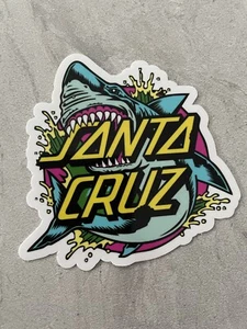 "Santa Cruz Skateboard Adhesivo Calcomanía Impermeable Vinilo 3.5"" Azul Tiburón Onda Surf" - Imagen 1 de 4