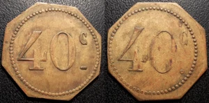 Jeton de nécessité - 40 centimes octogonal en laiton - Foto 1 di 1