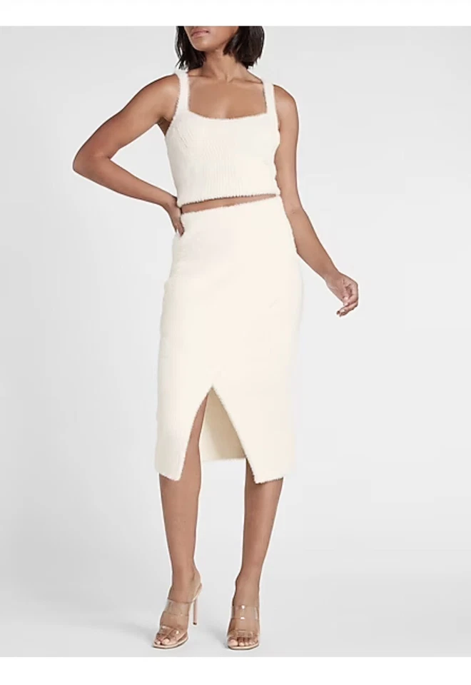 Falda lápiz Express para mujer de piel difusa midi marfil talla XL NUEVA Foto 1 de 4