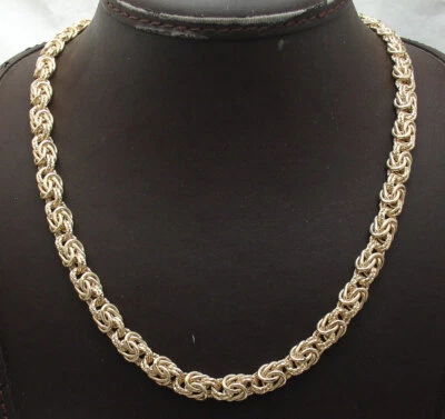 Technibond 纹理拜占庭链项链 14K 镀黄金 925 银  — 第 1/4 张图片