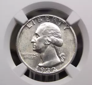 1932 "S" Washington ARGENTO quarto 25c NGC Unc dettagli #025 non circolato ECC&C - Foto 1 di 5