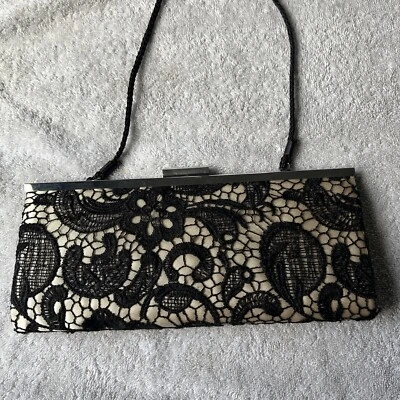 Style & Co Gold and Black Lace Clutch Handbag 10.5” x 4.5” - Image 1 of 3