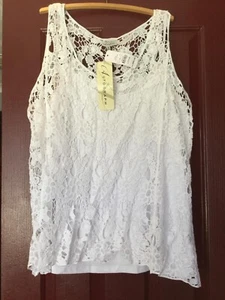 Brand new Autograph size 18 white cami & macrame singlet top - Picture 1 of 1