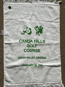 Vintage 1996 Canoa Hills White Green Golf Towel Green Valley Az - Bild 1 von 4
