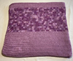 HAND KNITTED Throw Striped Variegated Yarn Purple 38 x 41 inches euc - Picture 1 of 3
