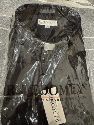 Camicia clero nera RJ Toomey nuova colletto linguetta XL/manica lunga cotone - Immagine 1 di 3