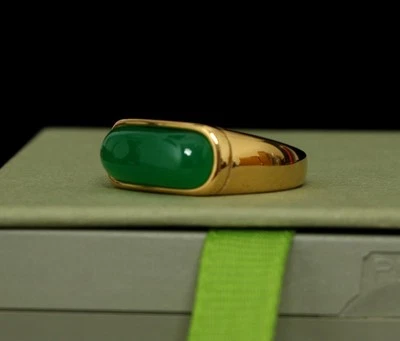 Anillo Banzhi de jadeíta chapado en oro de 14K para mujer raro joyería buena caja de regalo Foto 1 de 4