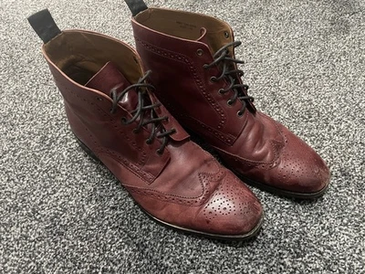 SAVILE ROW COMPANY UK 10 Borgoña Chelsea Cuero Botines Zapatos mbt 766 oxb - Imagen 1 de 4