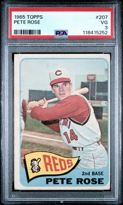 1965 Pete Rose Topps Baseball Card #207 Newly Graded PSA 3 Very Good (VG) - Image 1 of 2