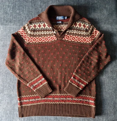 Original Polo Ralph Lauren Herren Strickjacke Pullover Braun Fair Isle M - Bild 1 von 4
