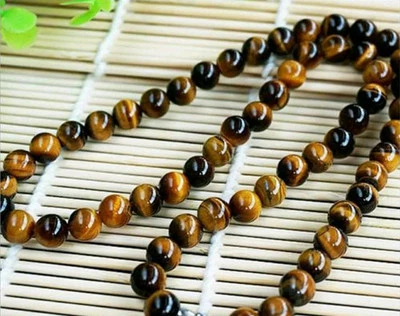 Collana unisex vero occhio di tigre con GARANZIA pietre dure naturali 8 mm NUOVA - Immagine 1 di 2