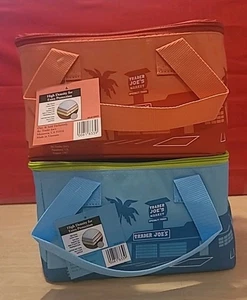 2 TRADER JOE'S MINI ISOLIERTE LUNCH-TASCHEN BEUTELTASCHE türkisblau & pfirsichfarben (NAGELNEU!) - Bild 1 von 12
