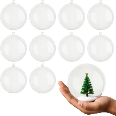 Adornos de plástico transparente rellenables de 80 mm para decoraciones de árboles de Navidad hágalo usted mismo Foto 1 de 4