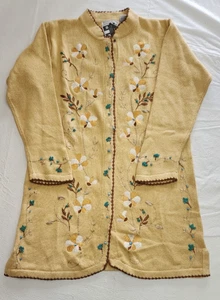 STORYBOOK KNITS Damen Cardigan Pullover Größe M hellbraun Blumenmuster Baumwolle & Ramie Neu mit Etikett - Bild 1 von 7