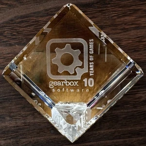 Gearbox Software 10 Years of Games Crystal Award  Commemorative Paperweight - Picture 1 of 12