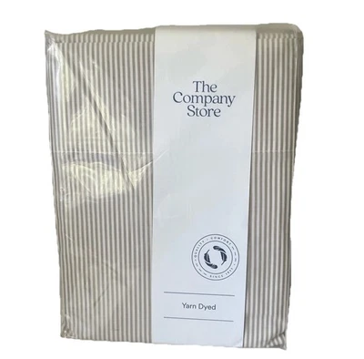 Nuevo Juego de Sábanas Twin XL The Company Store Bronceado Rayas Hilo Teñido Algodón Percal Foto 1 de 4