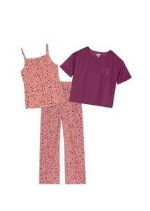 Lands’ End Youth 3 Piece Pajama Set Pink With Stars Size XS 5/6 - Picture 1 of 8