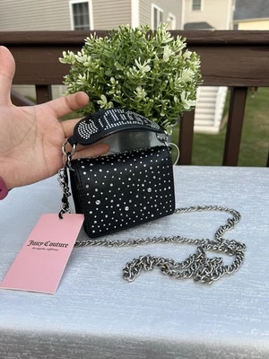 Juicy Couture All That Glitters WOS Pearl Handle Crossbody Mini Purse Black - Image 1 of 4