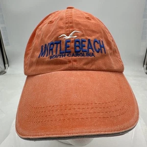 Myrtle Beach South Carolina Baseball Cap Orange Hat With Blue Logo - Picture 1 of 9