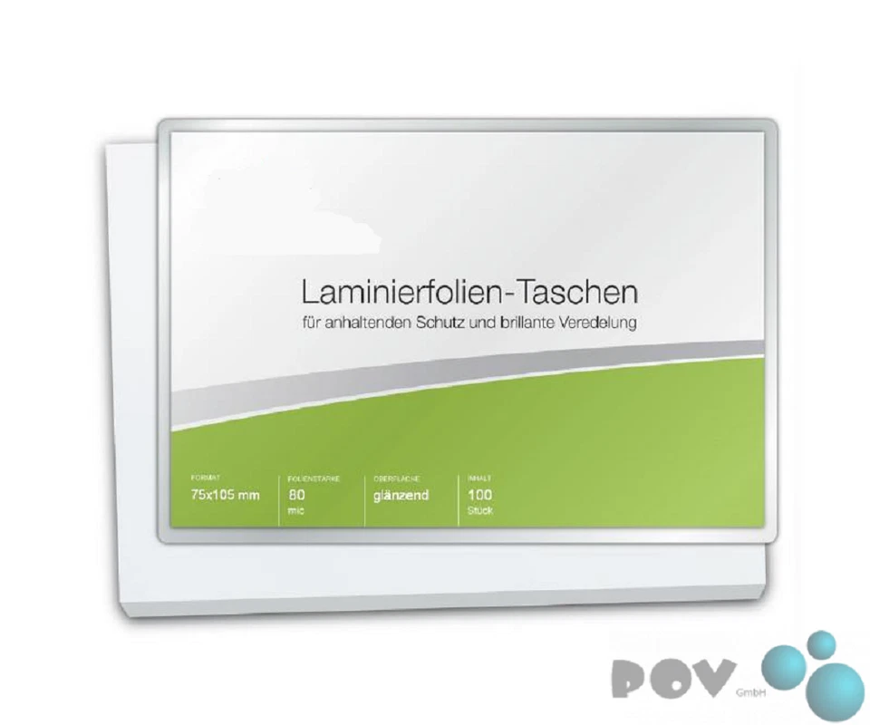 POV GMBH Laminierfolien 55 x 111 mm, 2 x 125 mic , glänzend, für Thekenpreisschilder