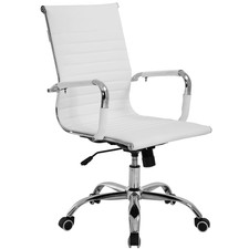 Silla de Oficina de Diseño Ergonomica Reclinable Piel Cuero Sintetico - Blanca