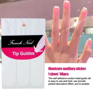 1pack(48pc) French Manicure Nail Art Tips Form Guide Stencil DIY Sticker Z7E4 - Picture 1 of 11