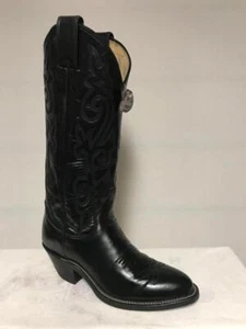 Justin DAMEN SCHWARZ LEDER WESTERNSTIEFEL L4911 Größe 7B (Medium) NEU Neu im Karton - Bild 1 von 9