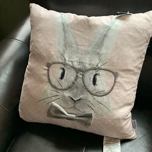 Pink LovingKindness Feather Filled Pillow. Bunny Rabbit Embroidery Easter 20x20 - Picture 1 of 8