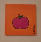 Handpainted Apple Original Acrylic Painting On Canvas 8x8