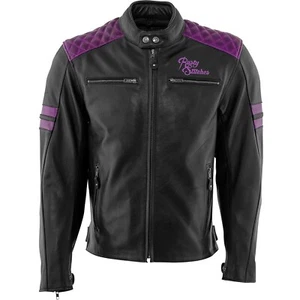 Rusty Stitches Jari Motorcycle Jacket Leather Jacket Retro Vintage Purple Purple Sz M - Picture 1 of 3