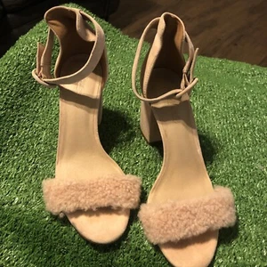 Madewell The Regina Ankle-Strap Shearling Sandal SZ 7~Pink - Picture 1 of 22