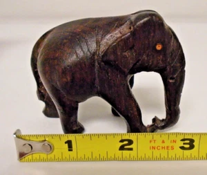 Hand Carved Wooden Elephant without Tusks Approx 3" x 1.5" x 2.25" Free Shipping - Picture 1 of 5