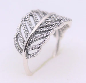 Size 7.5/56 Authentic PANDORA Light As a Feather Silver Ring #190886CZ w/ BOX - Picture 1 of 10